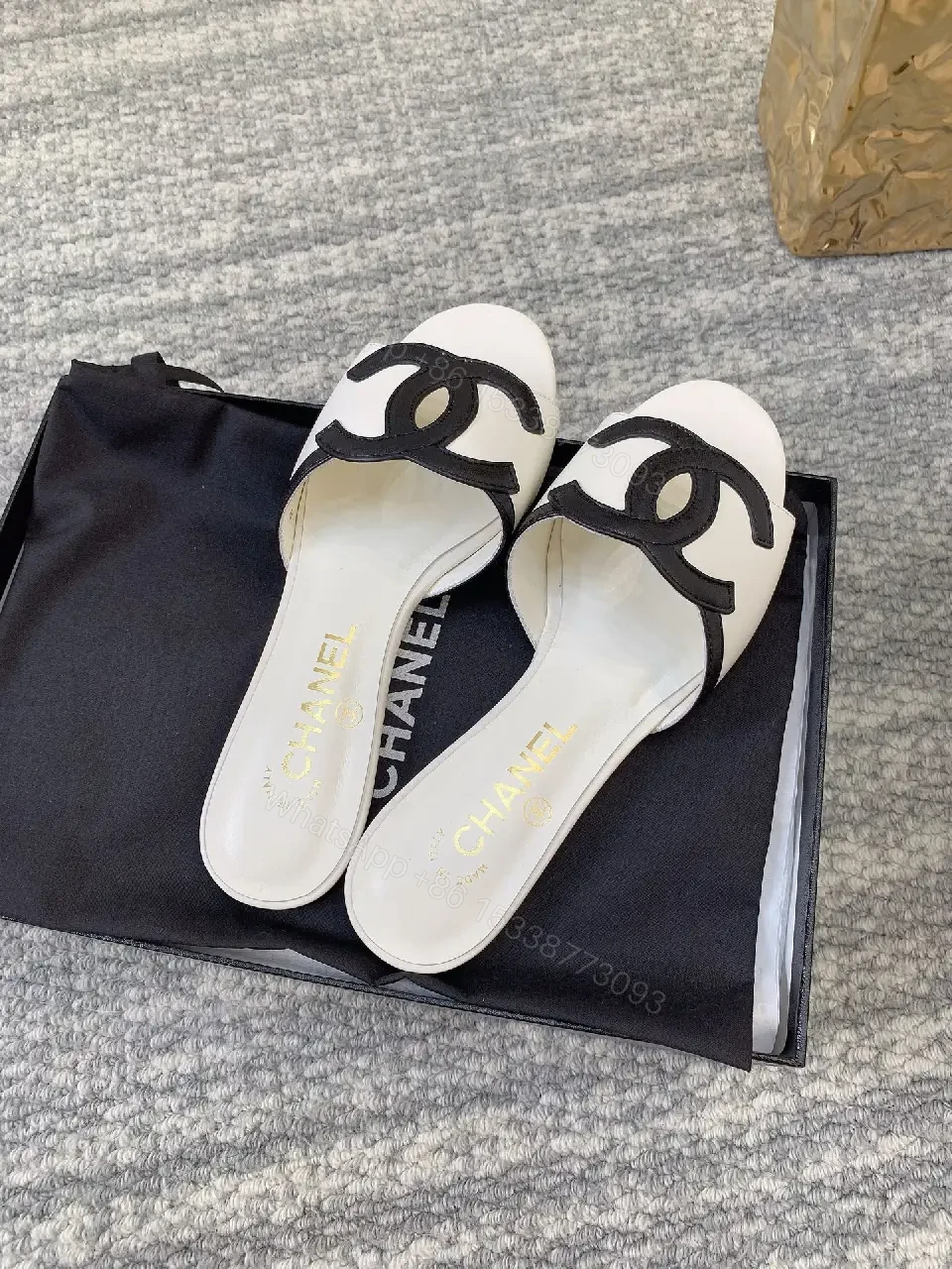 View 5 of Minimalist Luxury Slip-On Sandals with Logo Strap