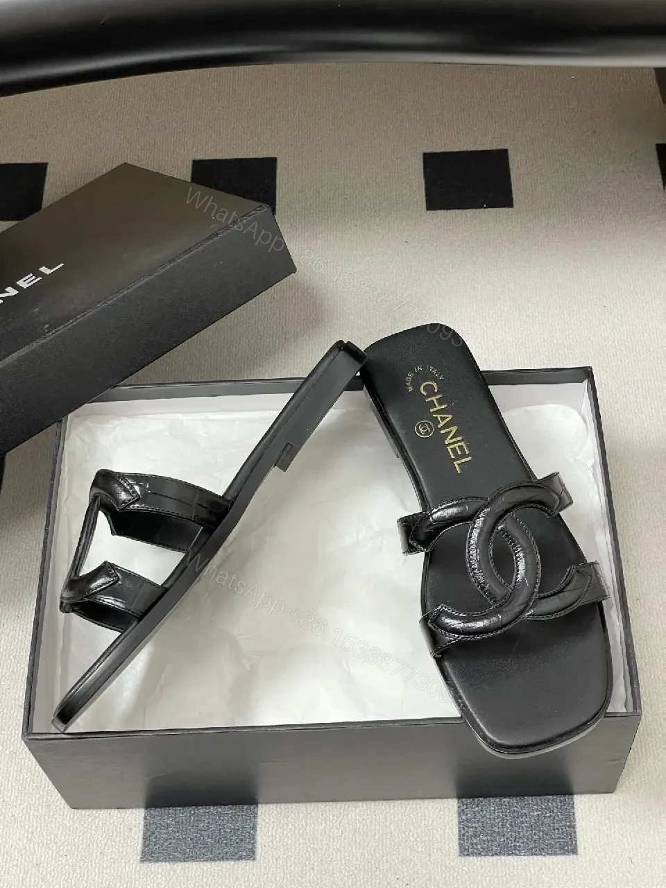 View 2 of Chic Leather Sandals: Minimalist, Cushioned, Black, Unisex Slips-ons