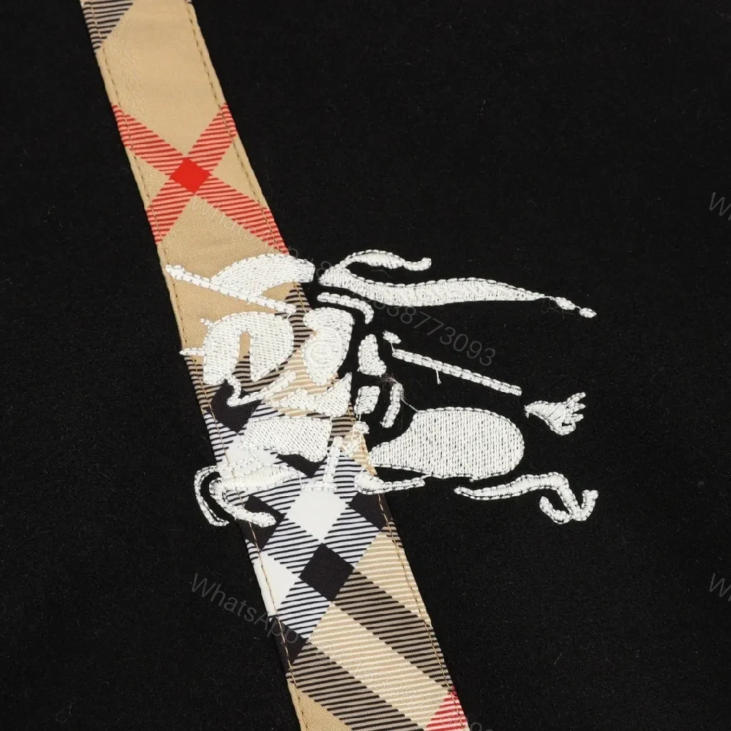 View 3 of Bold Plaid-Panel Varsity Bomber Jacket