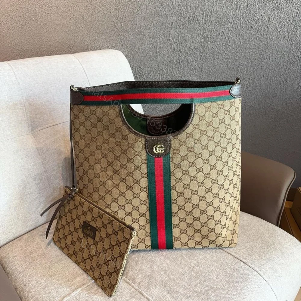 View 2 of Gucci Giglio large tote bag Beige and Brown GG canvas 36Cm