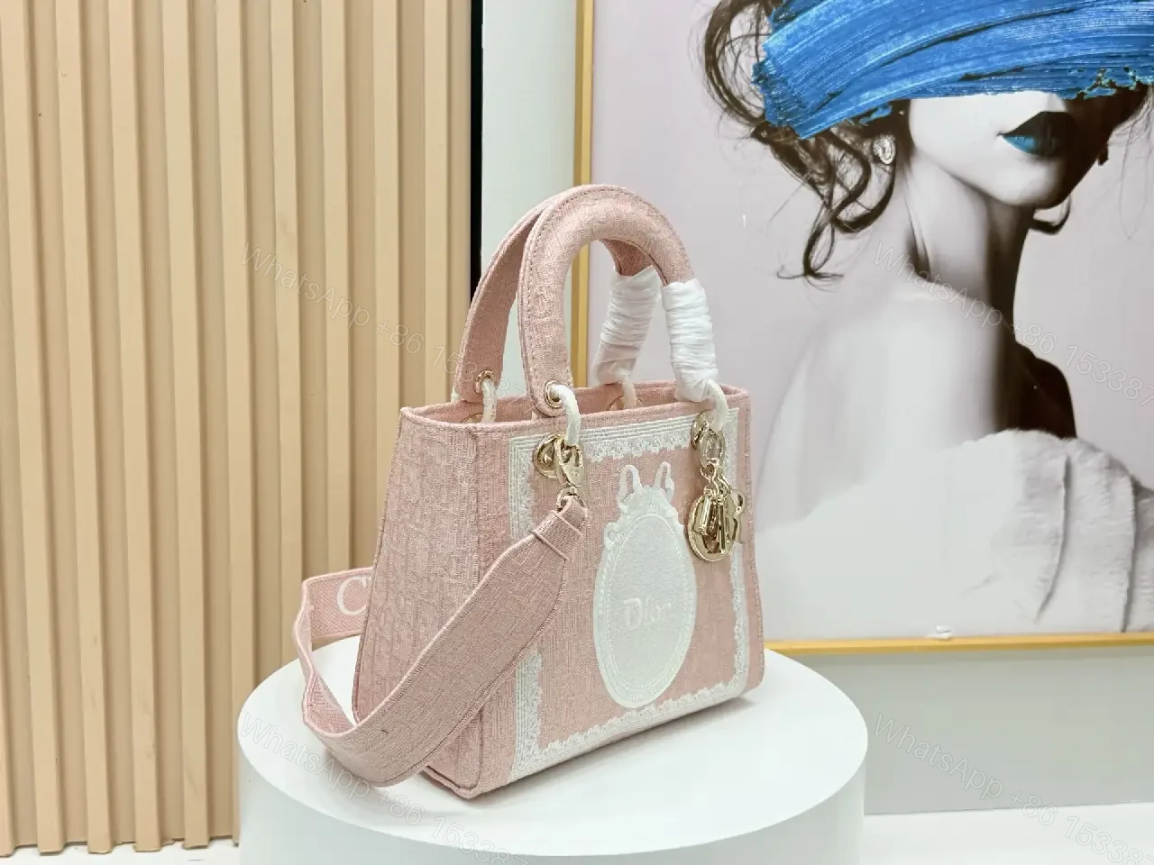 View 7 of Textured Pink Knit Satchel: Chic Mini Handbag, Modern Luxury