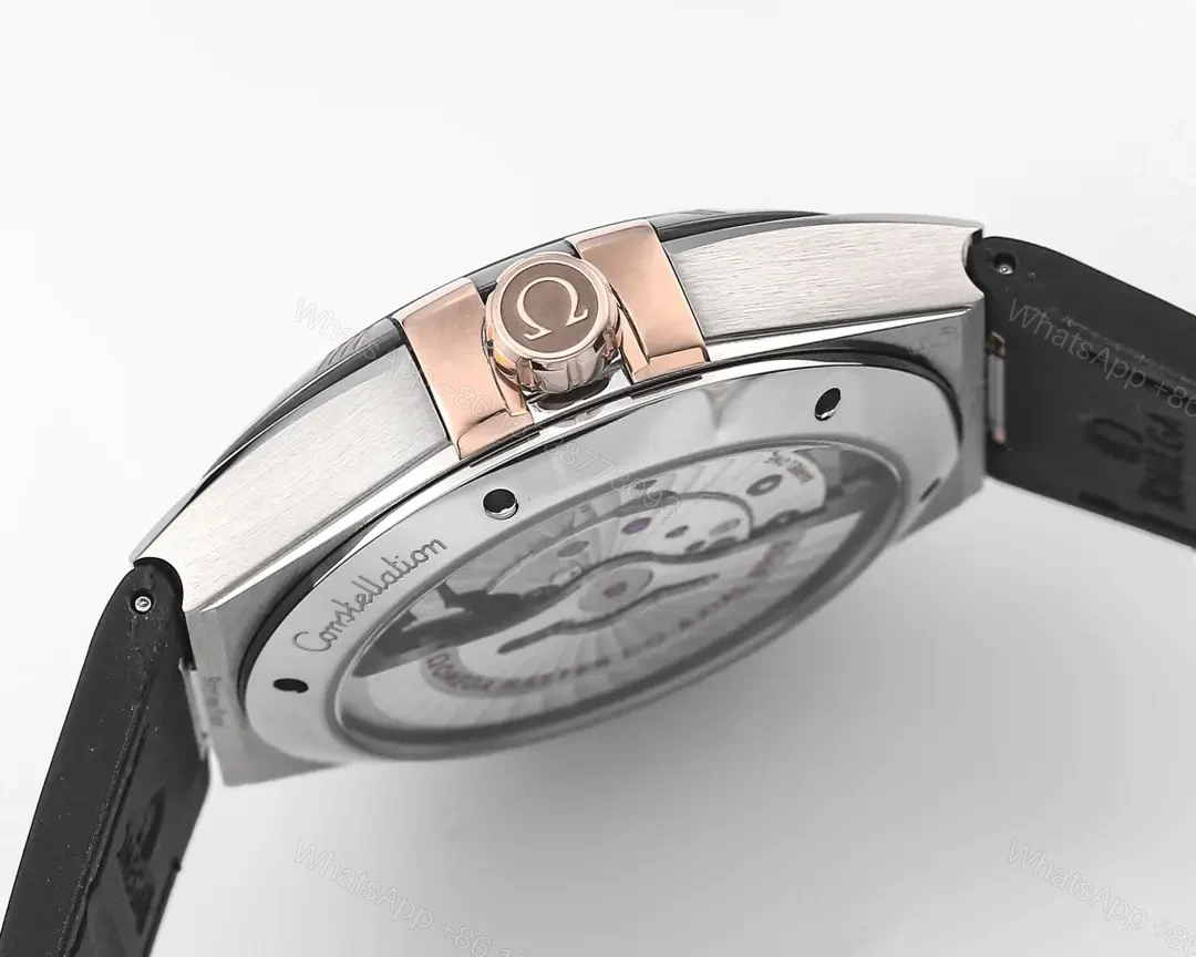 View 6 of Omega Constellation Meteorite Series 5th Generation 41MM Watch Silver Dial Black Ceramic Bezel Rose Gold Accents