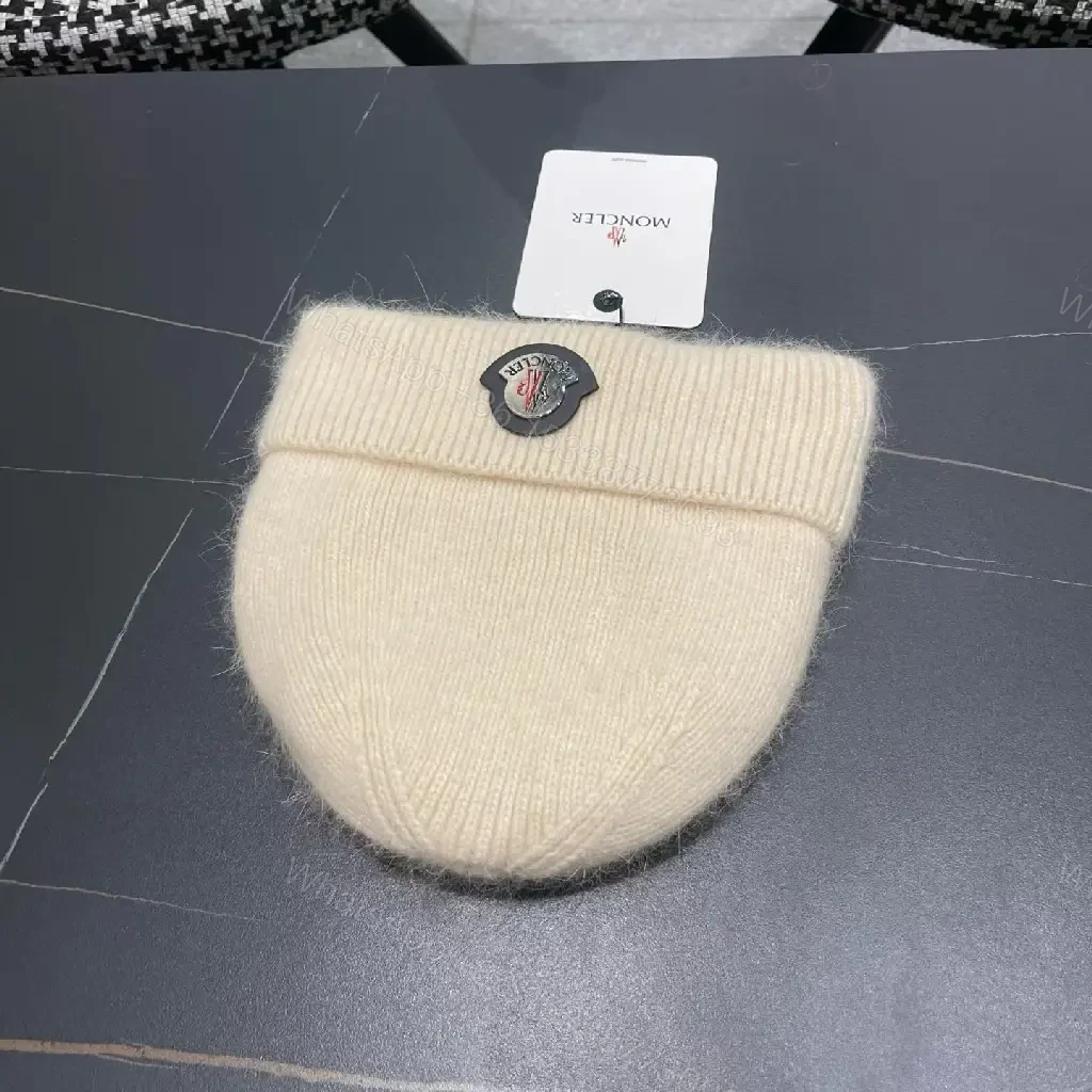 View 9 of Cream Knit Beanie Mid-Citified Emblem Cozy Luxury Beanie