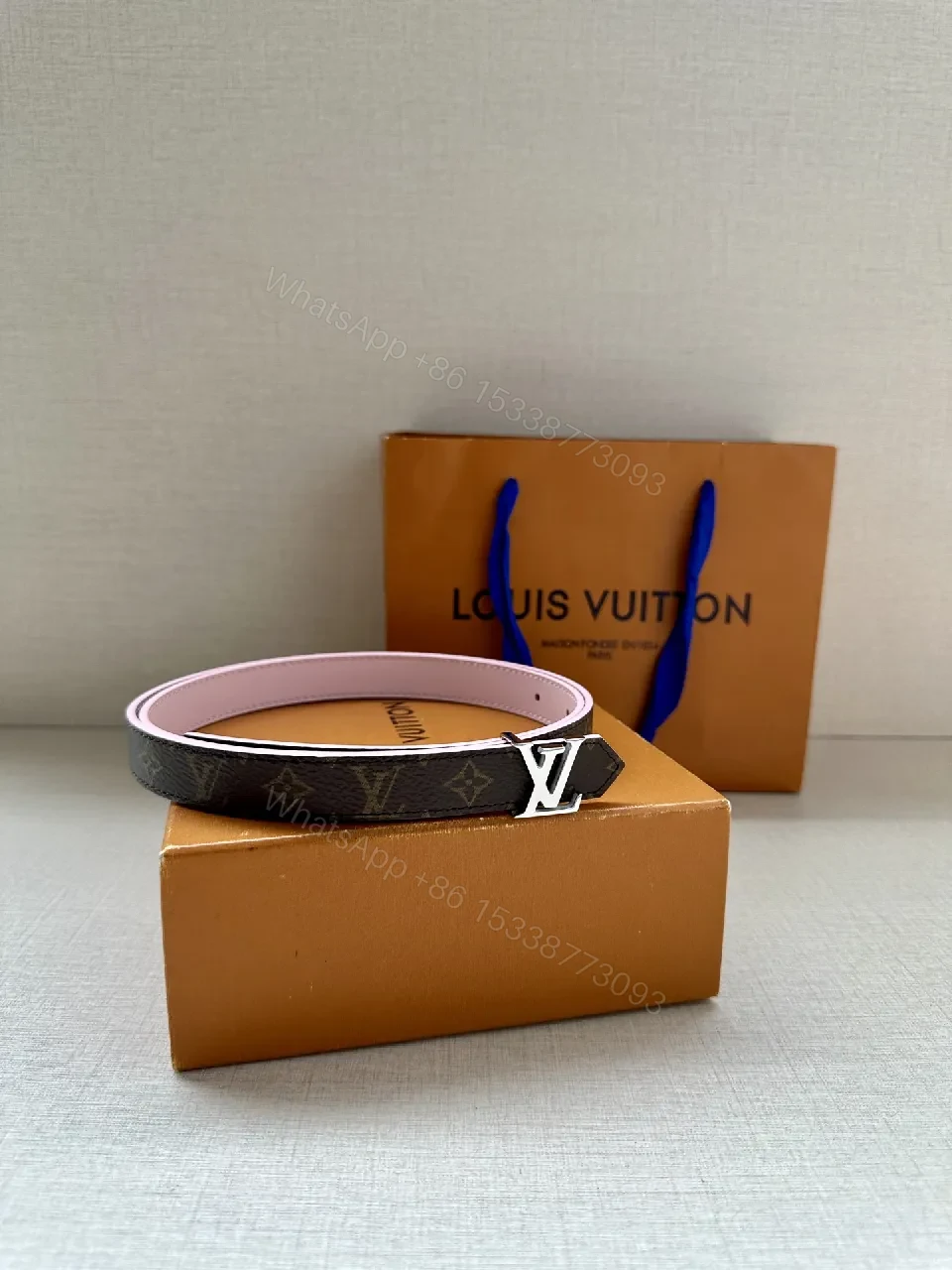 View 4 of Monogram Canvas Belt with Pink Leather Interior – Subtle Luxury