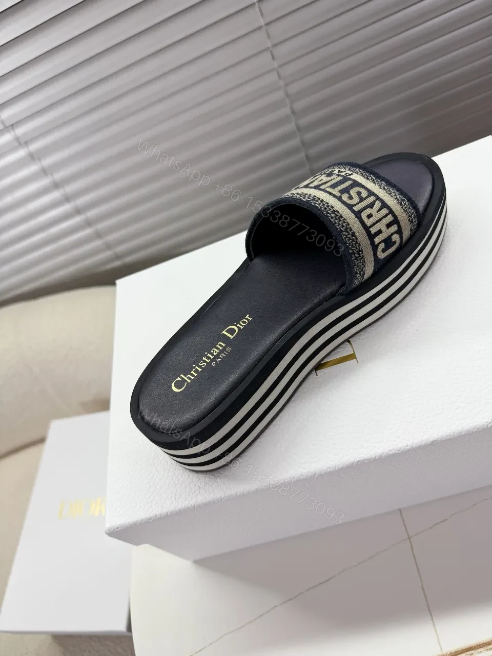 View 7 of Bold Logo Stripes Slip-On Sandals: Elevated Comfort