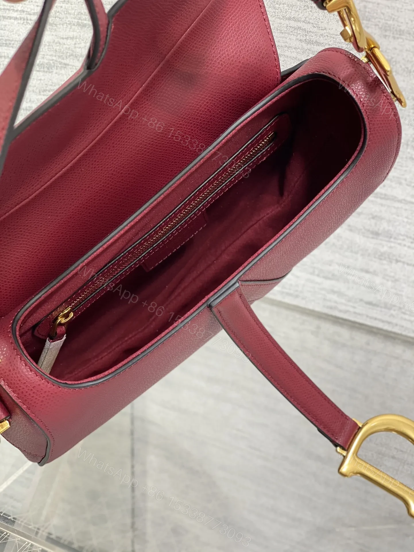 View 6 of Christian Dior Saddle Bag in Red Gold Hardware