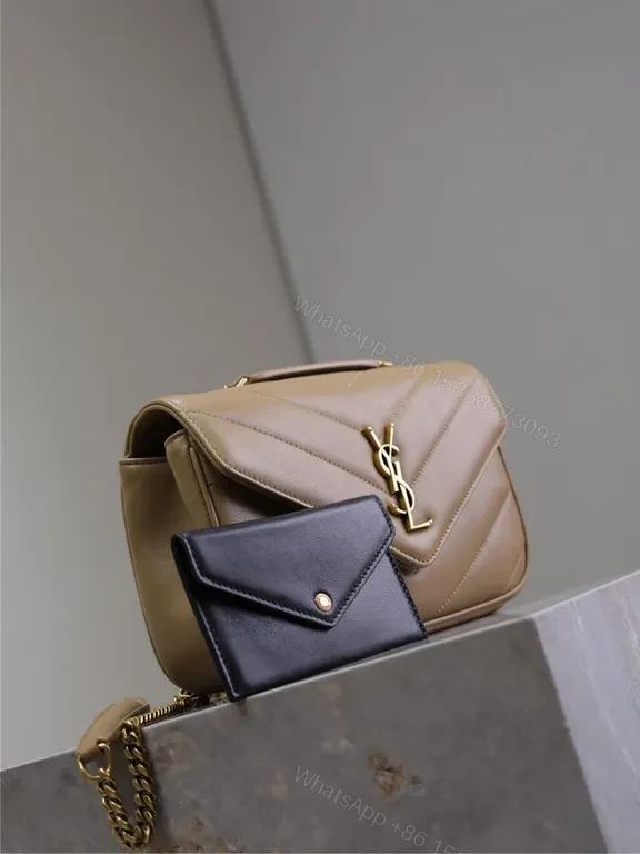 View 7 of Taupe Leather Chic Bag: Quilted Chevron with YSL Accent