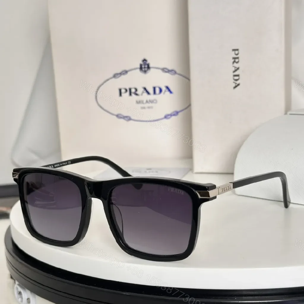 View 6 of Bold Black Acetate Sunglasses: Modern Square, Gradient Lenses