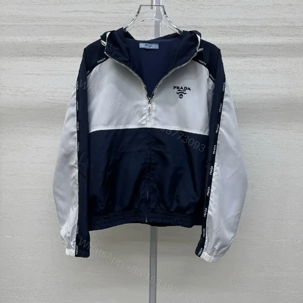View 4 of Sporty Chic Windbreaker Set: Navy/Off-White, Premium Tech