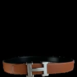 View 5 of HERMES BELT TOGO SWIFT SILOUIS VUITTONER BUCKLE BROWN 38MM