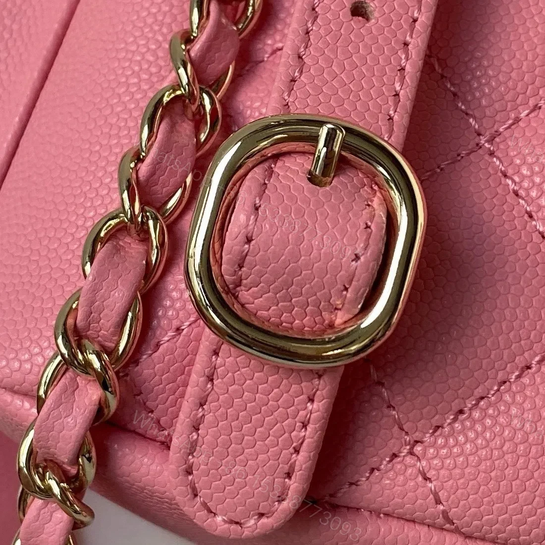 View 7 of Chanel Backpack Duma Mini Replica 11 Pink Lock Gold 21.5×19.5x12cm