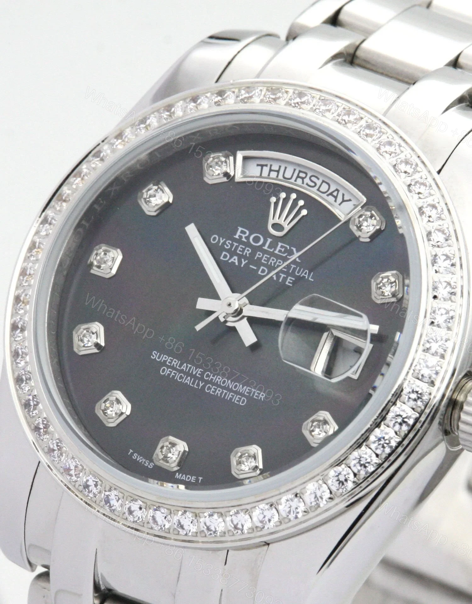 View 3 of Replica Rolex Day-Date Black Dial 118346 36 mm