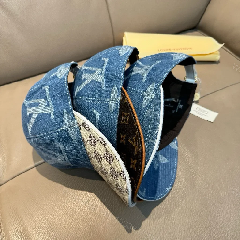 View 9 of Denim Crown Cap: Monogram LV-Inspired Luxury Cap
