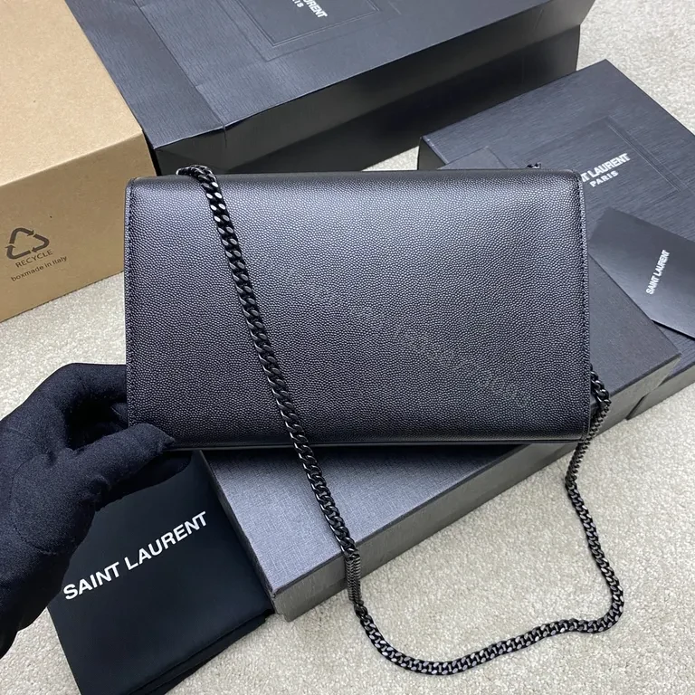 View 3 of Sleek Black Leather Wallet-on-Chain: Compact Luxury Crossbody