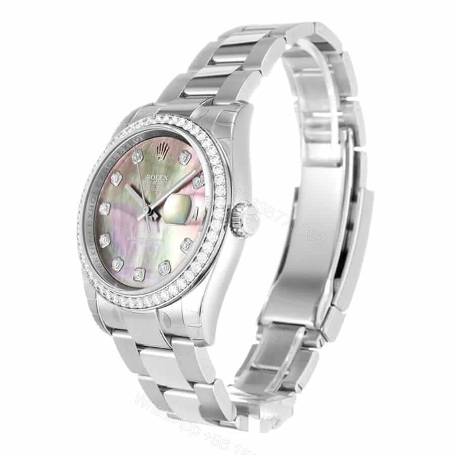 View 2 of Rolex Datejust 36 116244 Super Clone: Diamond Bezel Pink Dial Oyster