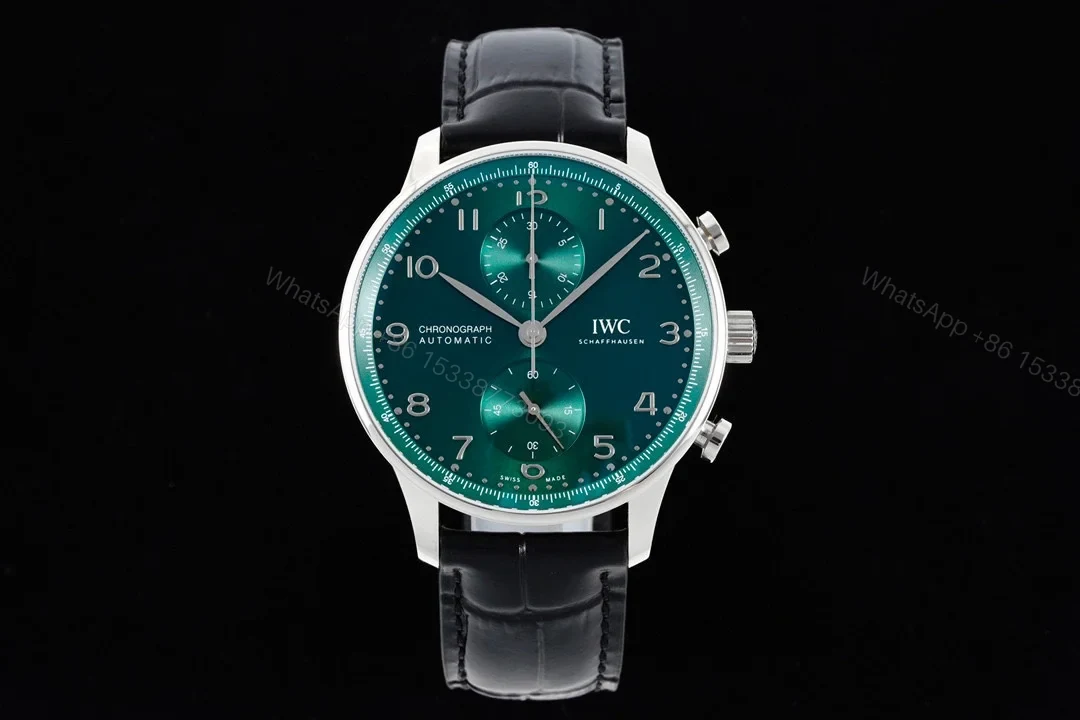 IWC Portugieser Chronograph Stainless Steel / Green Dial IW3716-15 — view 1