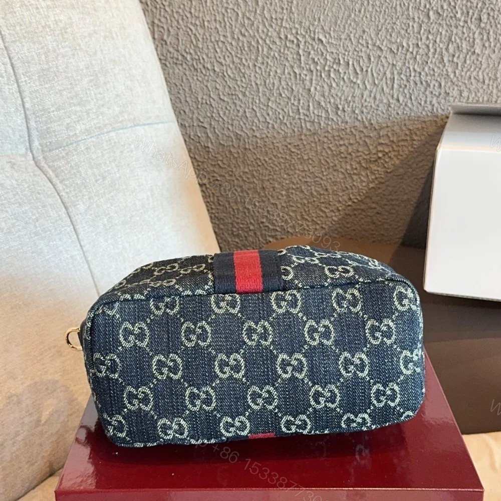 View 3 of Gucci Vanity Mini Bag Blue And White GG Denim 19cm