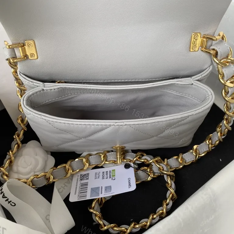 View 8 of Chanel-Inspired Quilted Mini Bag: Gray & Gold Chain Luxury