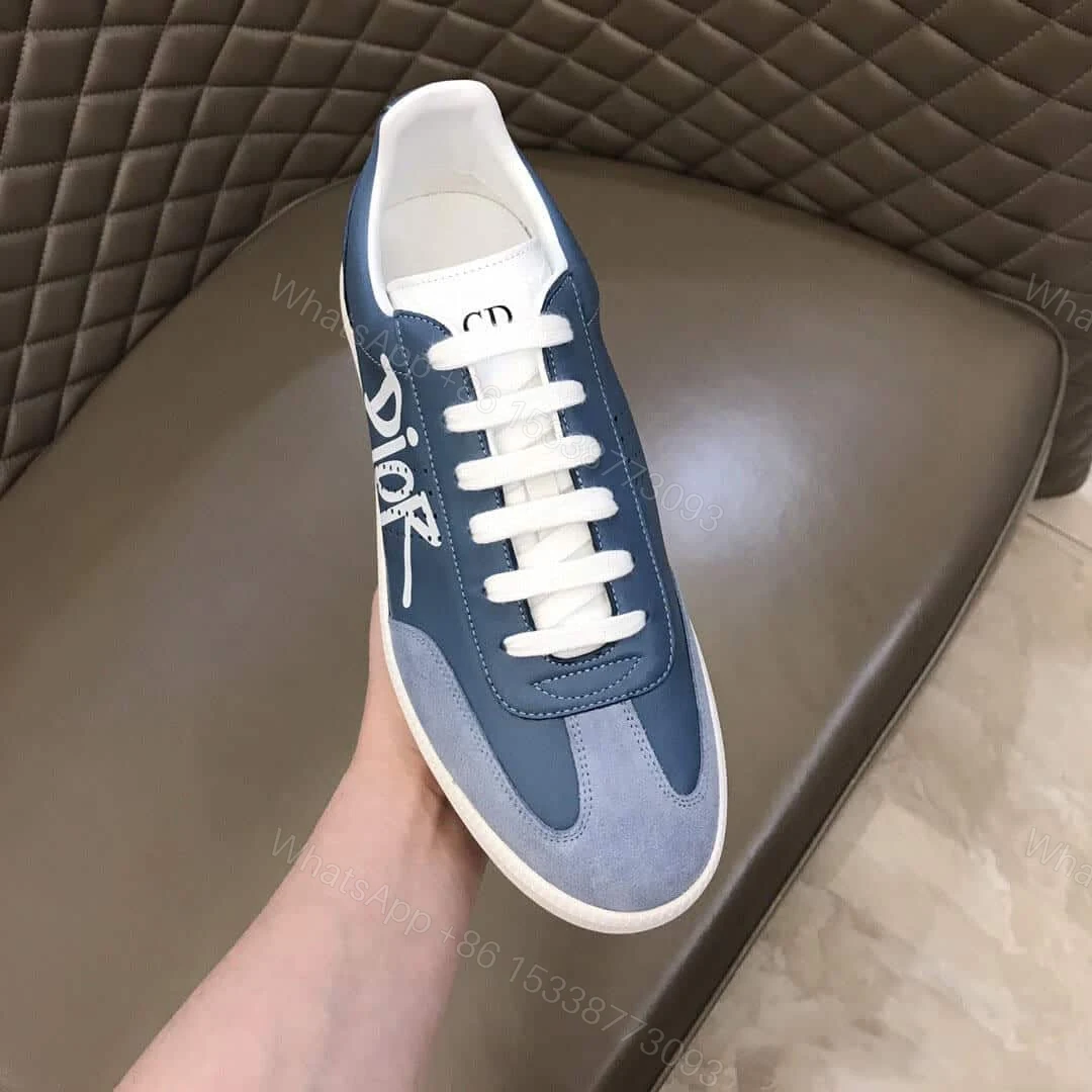 View 4 of DIOR B01 SNEAKER BLUE SMOOTH CALFSKIN AND SUEDE WITH DIOR AND SHAWN SIGNATURE – CD57