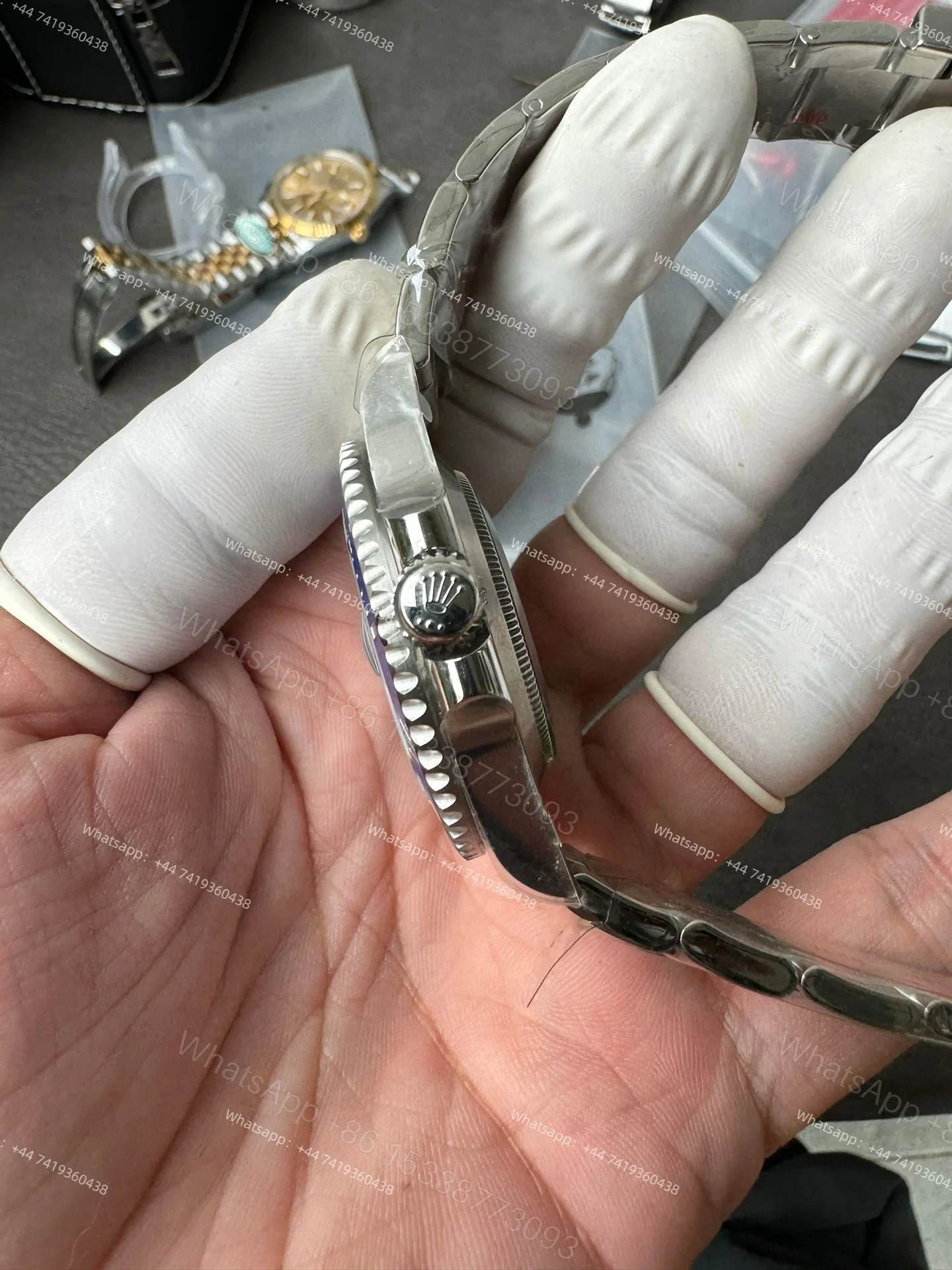 View 8 of Rolex Super Clone Watches 1:1 Smurf Submariner 116619LB VS3135 Movement 40mm