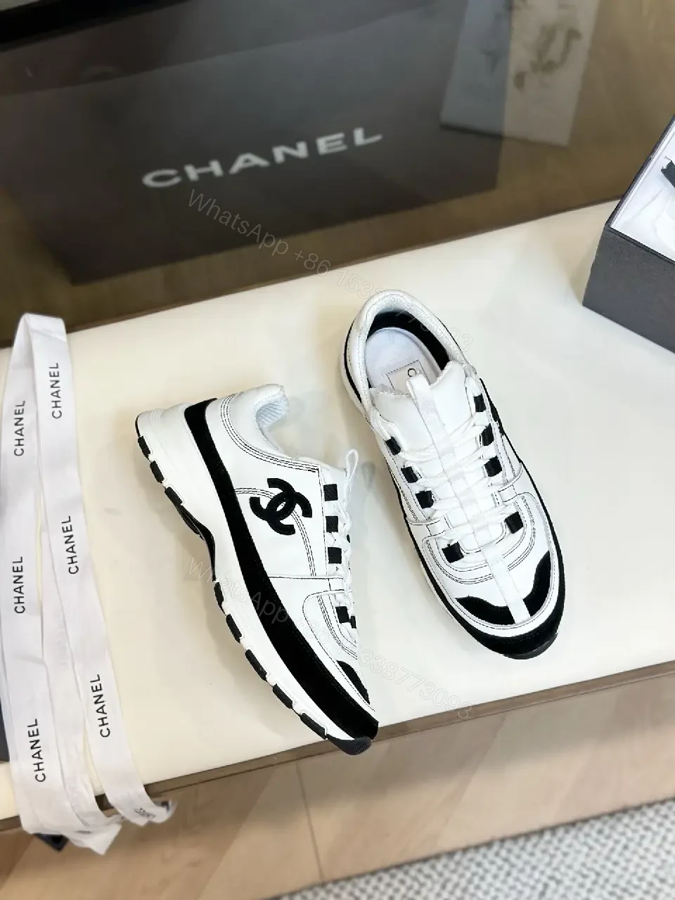 View 8 of Chunky-Sole Leather Sneakers: Luxe, High-Contrast, Designer-Inspired Footwear