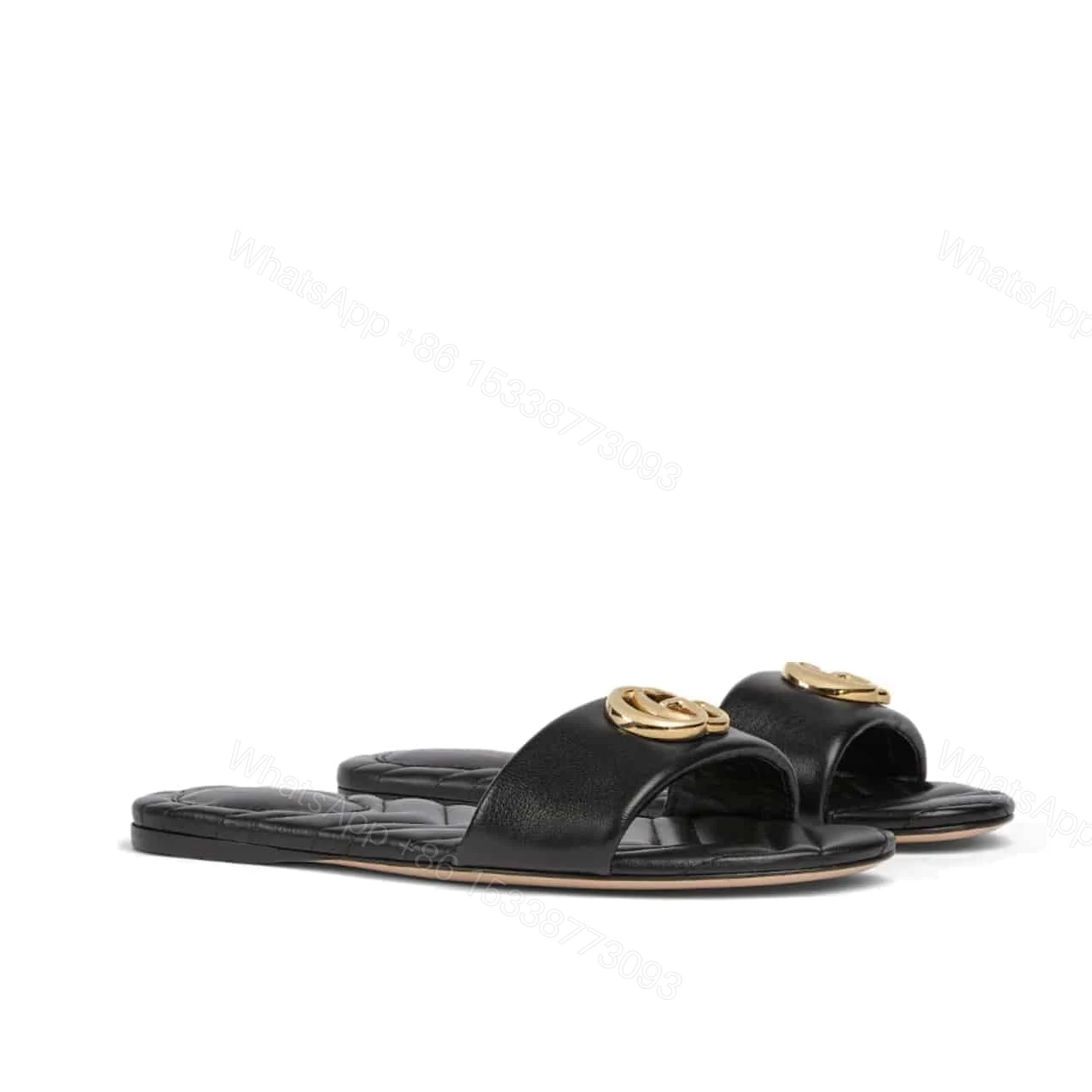 GUCCI WOMEN SLIDE SANDAL WITH DOUBLE G BLACK 832449 BKO00 1000 — view 1