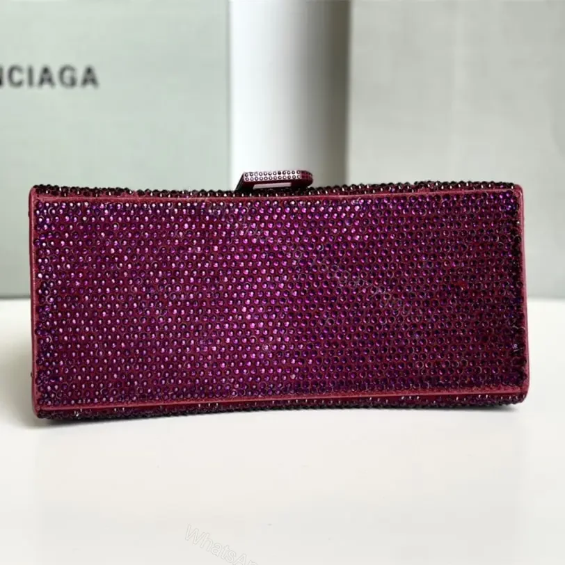 View 6 of 高仿Balenciaga*Hourglass系列沙漏包滿鑽紫色S
