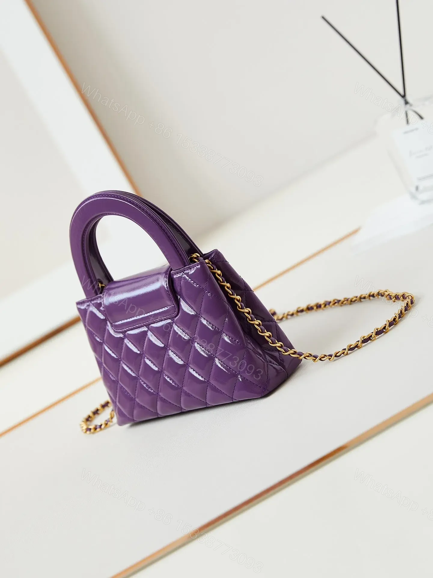 View 3 of CHANEL KELLY MINI 19 BAG IN INDIGO PURPLE CALFSKIN