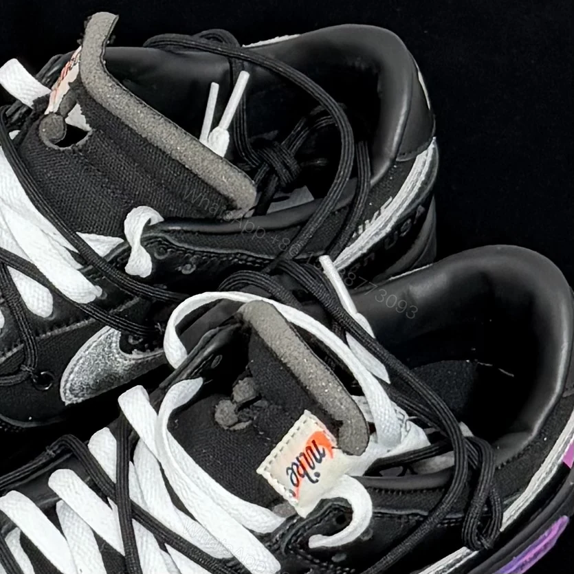 View 4 of Off-White × Nike Dunk Low Lot 50 Black Replicas