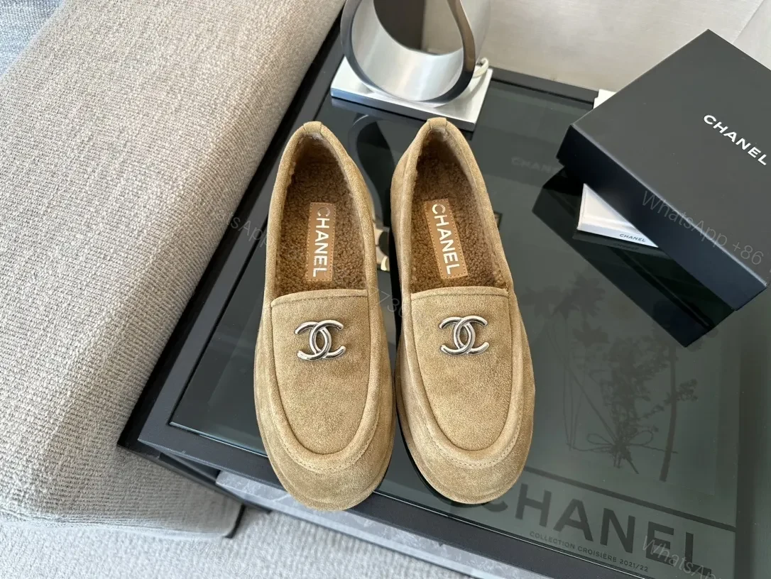 View 4 of Taupe Suede Slip-On Loafers with Twist Logo