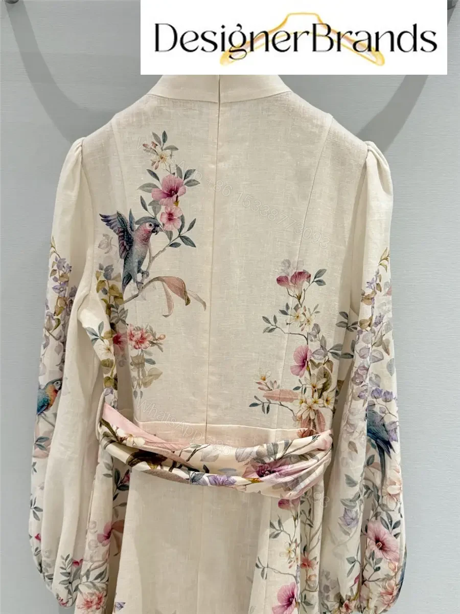 View 8 of Zimmermann Rebellion Button-Front Floral-Print Linen Midi Dress