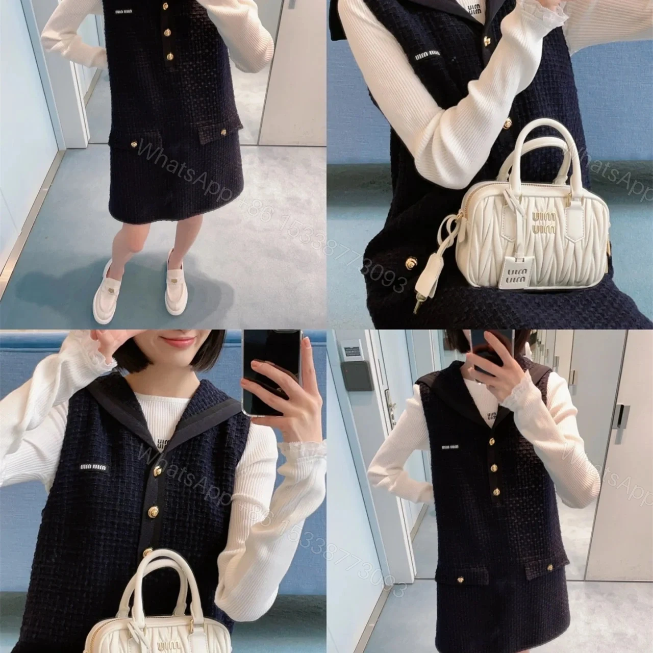 View 12 of 高仿miumiu繆繆TooPretty系列5BB123保齡球手袋白色