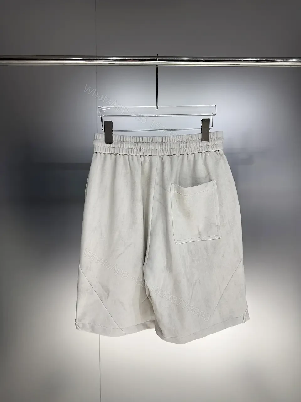 View 6 of Gray Cotton Shorts Modern Drawstring Balenciaga Logo Shorts