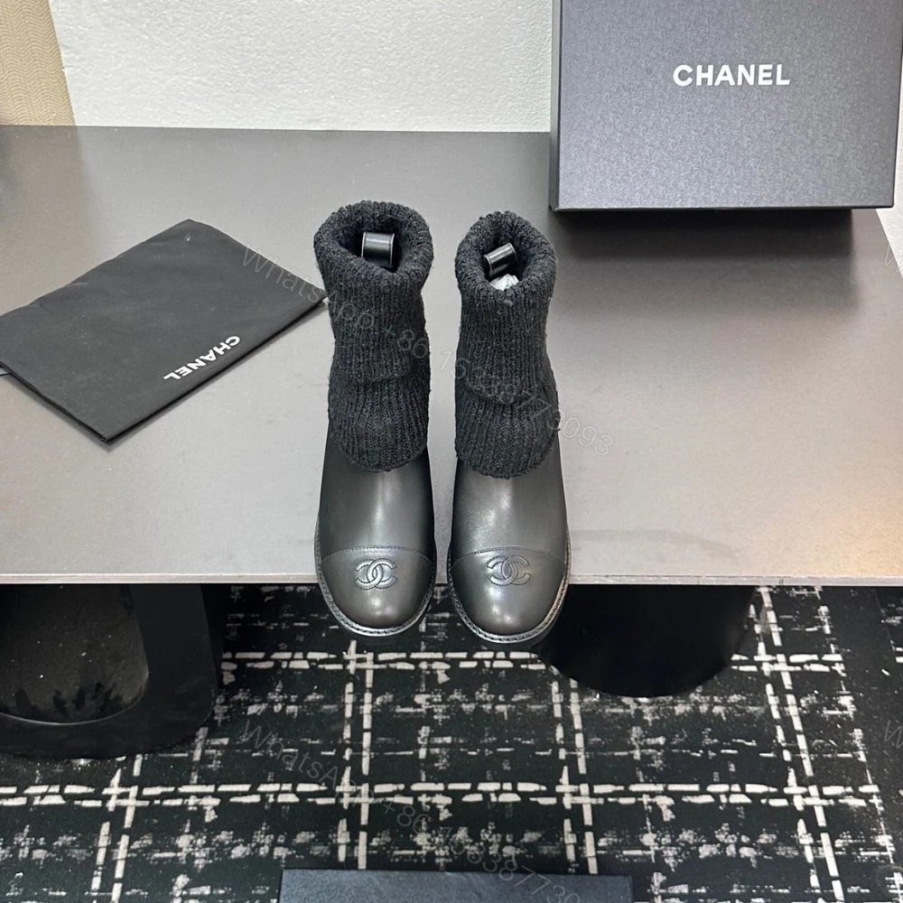 View 4 of CHANEL KNIT BOOTS BLACK