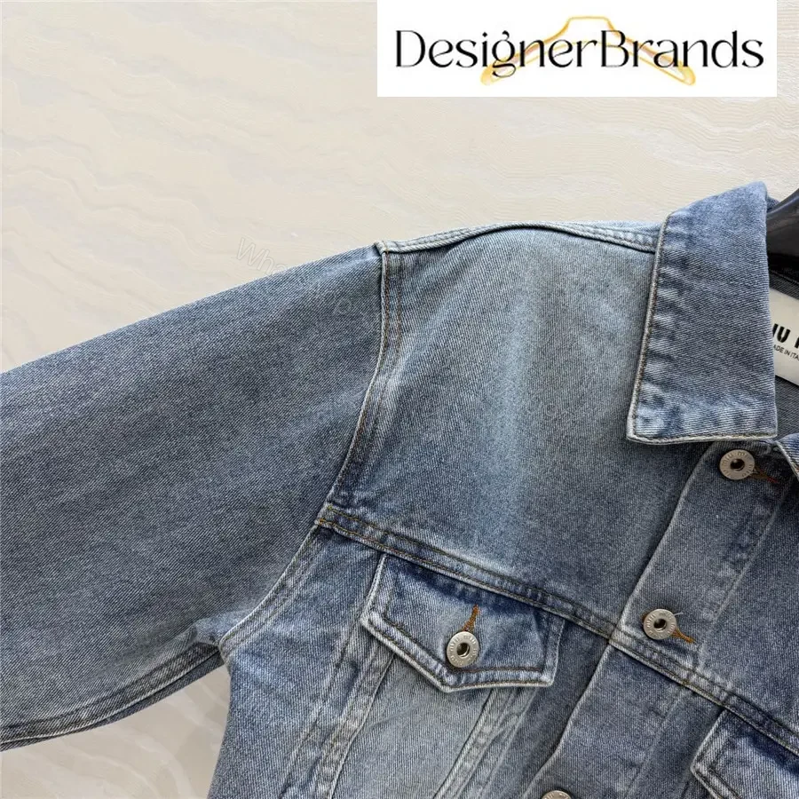 View 5 of Miu Miu Blue Cotton Cropped Denim Jacket