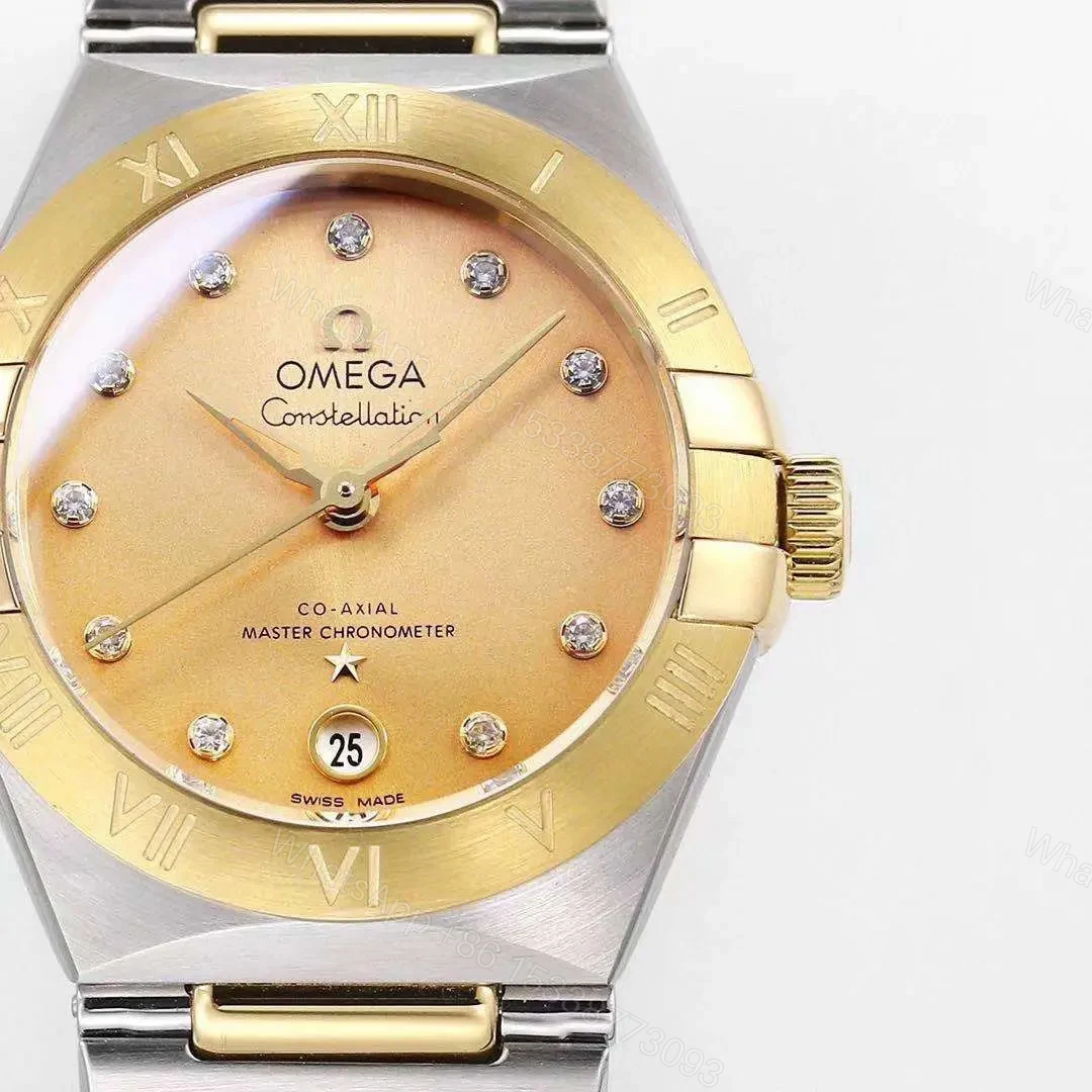 View 5 of Omega Constellation 29mm Women’s Watch V6 Version Two-Tone Stainless Steel and Yellow Gold Champagne Dial with Diamond Markers