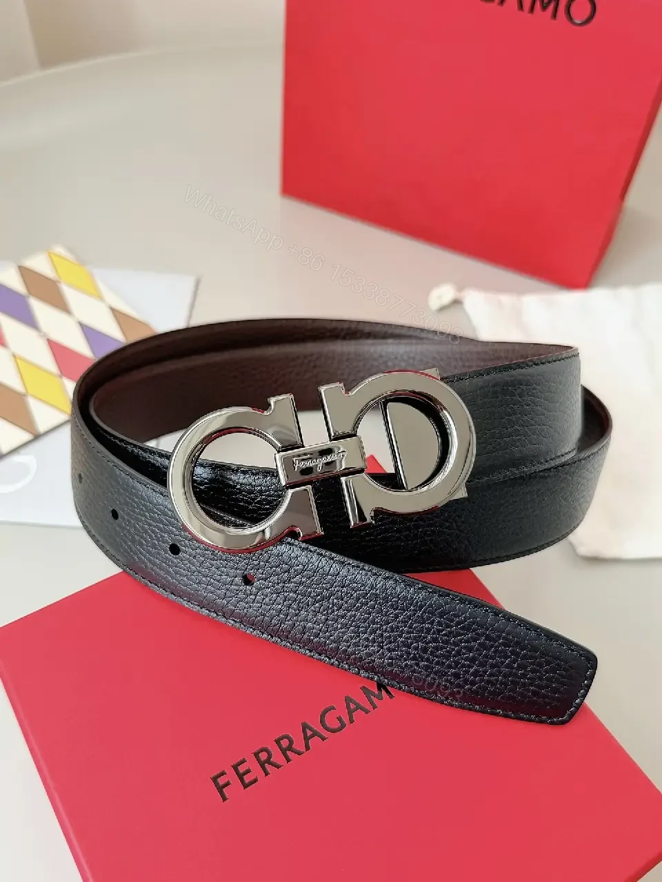 View 6 of Silk-Soft Leather Belt with Signature Buckle – Modern Texture
