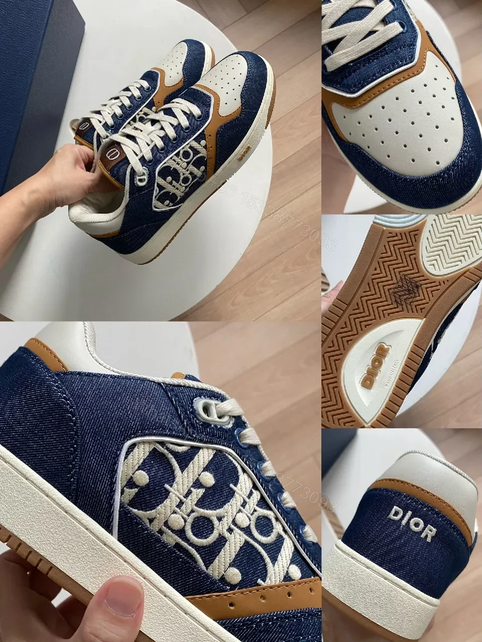 View 6 of Denim-Texture Sneaker with Signature Panel Detailing High-Top Style
