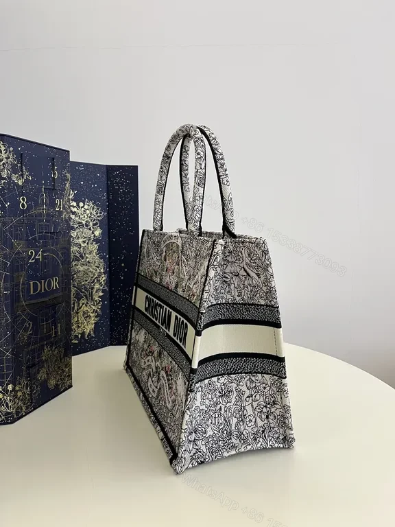 View 2 of Structured Luxury Tote: Dior-Inspired Pattern, All-Season Versatility