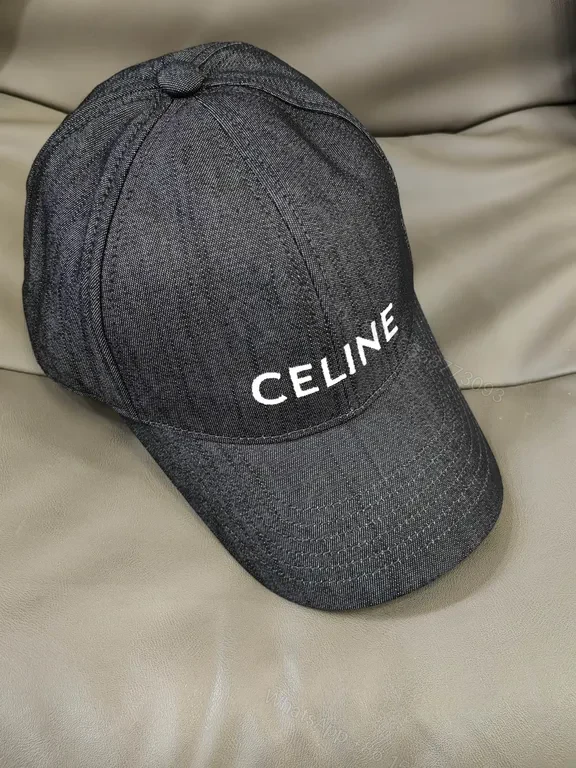 View 2 of Minimalist Denim Cap with Bold CELINE Logo Cap