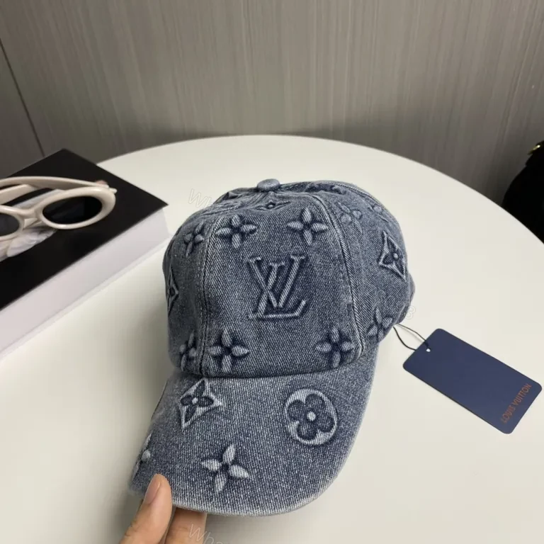View 3 of Denim Monogram Cap: Casual Luxury Streetwear Hat