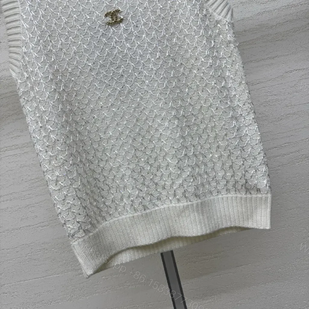 View 6 of Neutral Knit Tank: Texture + Subtle Logo, Sleeveless Top