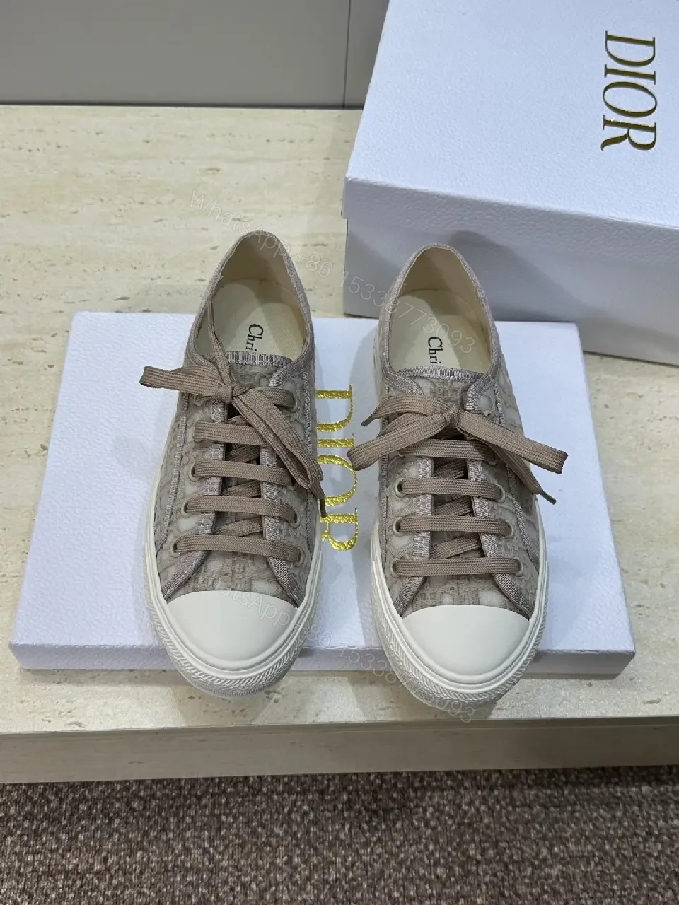 View 10 of Soft-Tone Canvas High-Tops with Monogram Pattern, Everyday Luxury Sneakers