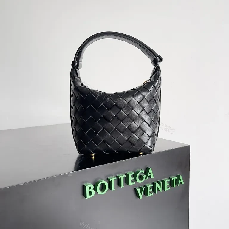 Chic Woven Mini Shoulder Bag - Everyday Luxury, Black — view 1