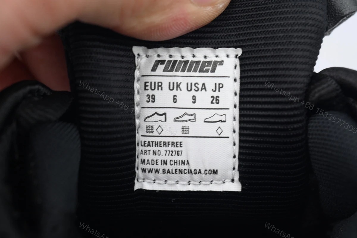 View 4 of Balenciaga Runner Sneaker All Black 772767 W3RNY 0135