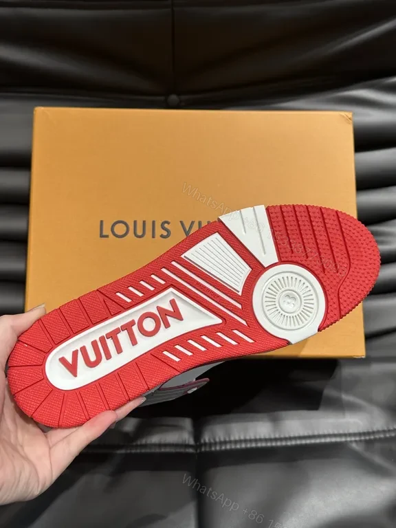 View 5 of Dynamic White-Red LV Detail High-Tops Sneakers