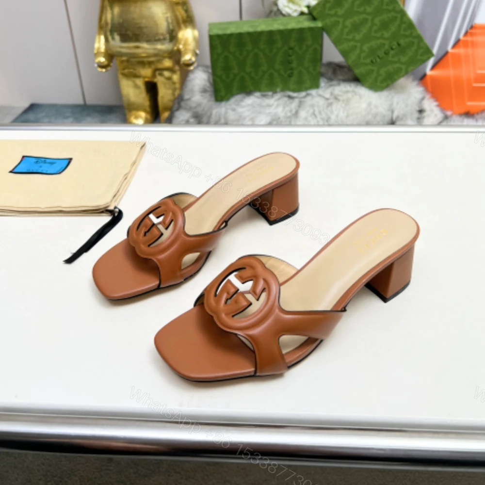 View 5 of GUCCI WOMEN’S INTERLOCKING G SLIDE SANDAL BROWN 782413 AAAZG 2535