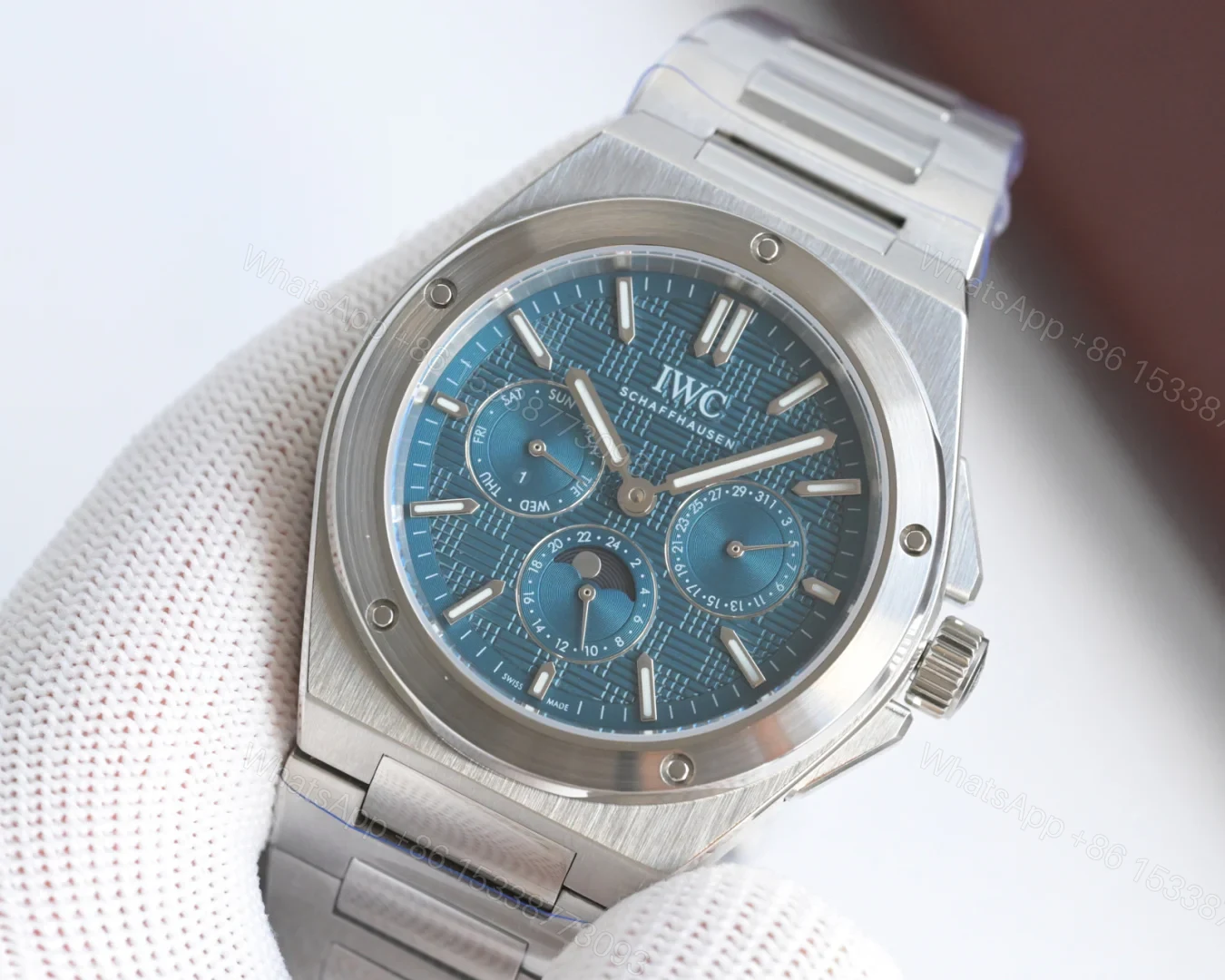 View 3 of IWC Ingenieur Perpetual Calendar Stainless Steel Blue Dial IW3449-03