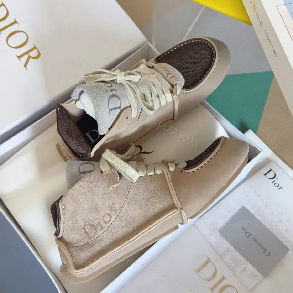 View 4 of Chic Luxury High-Top Sneakers: Suede & Mesh, Neutral Tone