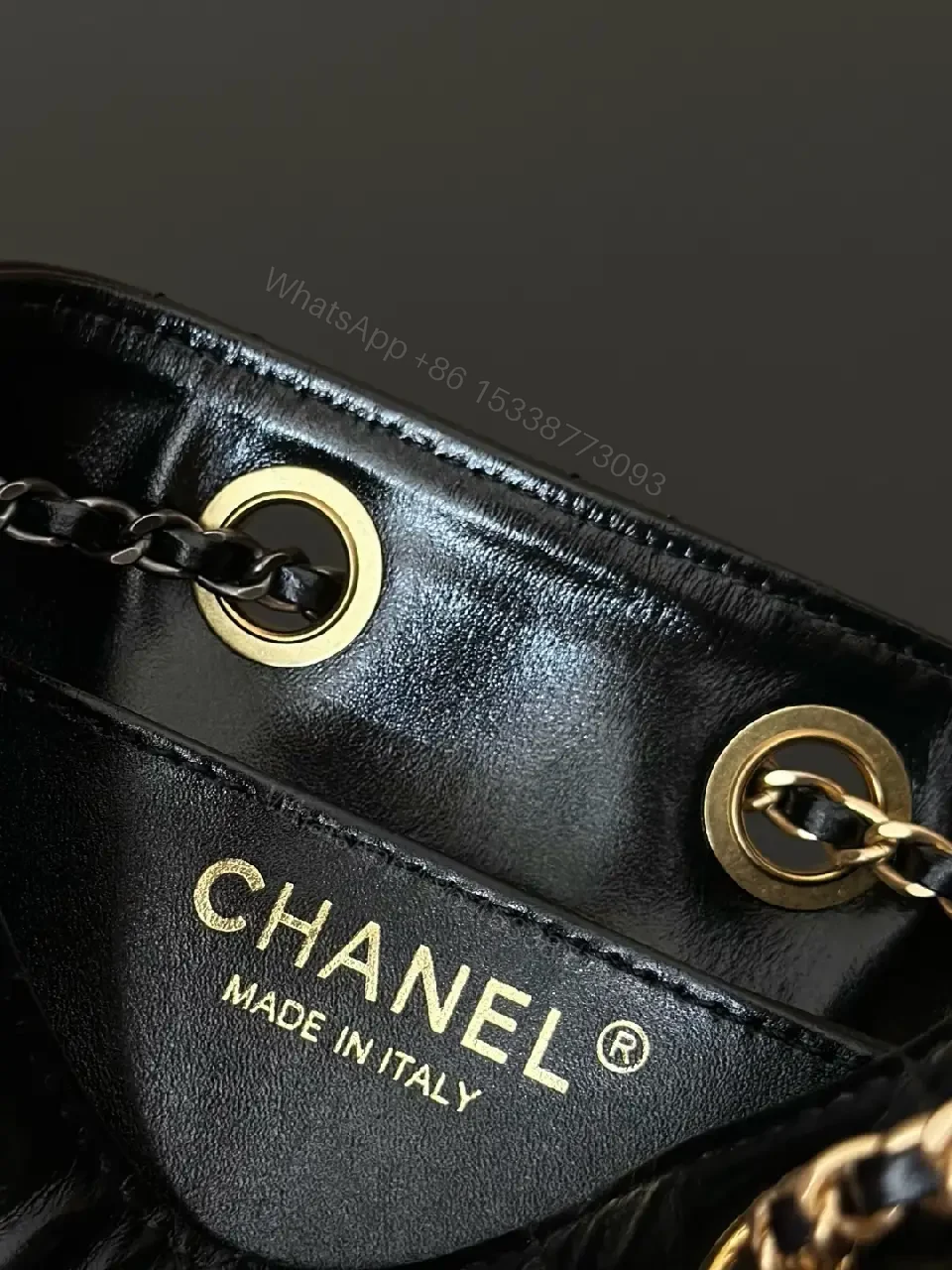 View 10 of Quilted Leather Chain-Detail Shoulder Bag, Black, Lux Style, Everyday Carry